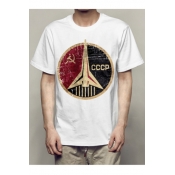 CCCP Letter Rocket Printed Round Neck Short Sleeve Tee