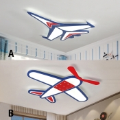 Adorable Acrylic Aircraft Flushmount Modernism Boys Children Room LED Ceiling Light in Blue