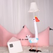 Cute Bell 1 Light Table Light with Goose Base White Fabric Shade Table Lamp for Children Room
