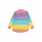 Color Block High Neck Long Sleeve Sweater