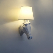 Horse White Wall Sconce with Coolie Shade Small Size