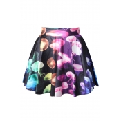 Jellyfish Printed Elastic Waist Mini A-Line Skirt