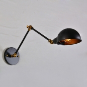 Industrial Wall Lamp Adjustable Arm with Mini Bowl Shade in Black