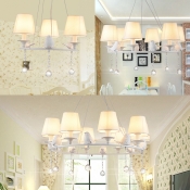 Rustic Style 3/6/8 Bulb Cascade Chandelier Light with Hanging Crystal Bird Decorative