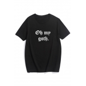 OH MY GOTH Letter Printed Round Neck Short Sleeve Tee