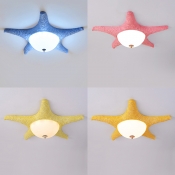 Acrylic Starfish LED Flush Mount Mediterranean Children Room 1 Light Flush Mount Fixture