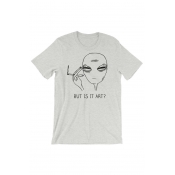 BUT IS IT ART Letter Alien Printed Round Neck Short Sleeve Tee