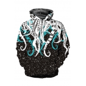 Octopus Spot Printed Long Sleeve Casual Hoodie