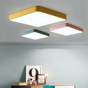 Ultra Thin Square Ceiling Lamp Simplicity Kids Room Colorful Acrylic Flush Mount Lighting