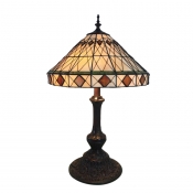 Stained Glass Conical Shade Mission Style Tiffany Table Lamp for Study Room Bedroom