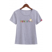 VERY Letter Cat Printed Round Neck Short Sleeve T-Shirt