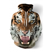 3D Tiger Printed Long Sleeve Loose Unisex Hoodie