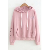 Cartoon Character SAD Letter Embroidered Long Sleeve Loose Hoodie
