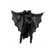 Bat Cosplay Plain Long Sleeve High Neck Skinny Jumpsuit