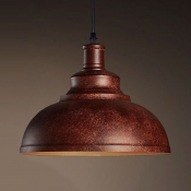 Retro Antique Copper LED Pendant Light with Dome Shape