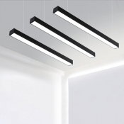 Modern Black Finish Aluminum LED Chandelier Led Chandelier Office Meeting Room Workshop Corridor