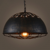 Vintage Dark Rust Finish Dome Shade Single Pendant Light 15.75