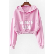 HUMAN MADE Letter Printed Long Sleeve Cropped Hoodie