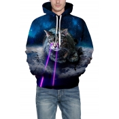 3D Cat Galaxy Print Long Sleeve Unisex Loose Hoodie