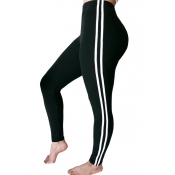 Contrast Striped Side Elastic Waist Skinny Yoga Leggings