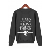 THAT'S WHAT I DO Letter Animal Print Round Neck Long Sleeve Pullover Sweatshirt