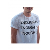 ENOUGH IS Letter Print Round Neck Short Sleeve Tee