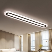 Ultra Thin 20-92W Modern Linear Ceiling Lights White Acrylic Linear Surface Mount Lighting for Bedroom Living Room Cloakroom (Warm White)