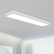 Office Room Lighting Ideas 11.81 Inch Wide LED Modern Linear Ceiling Light 35W-60W High Bay Rectangular LED Mount Lighting in White