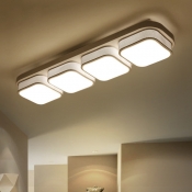 Acrylic LED Square Flush Mount Lighting White Metal 12W-36W 1/2/3/4 Light Ceiling Lamp for Bedroom Kitchen Office (Warm White)