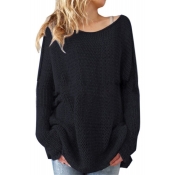 Loose Round Neck Dropped Shoulder Long Sleeve Leisure Sweater