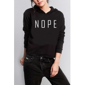 Fashion NOPE Letter Printed Long Sleeve Casual Regular Hoodie for Women