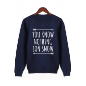 YOU KNOW NOTHING Letter Arrow Print Round Neck Long Sleeve Sweatshirt
