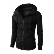 Men's New Arrival Long Sleeve Sports Casual Zip Up Fitted Solid Hoodie