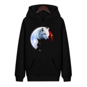 New Stylish 3D Animal Wolf Pattern Long Sleeve Unisex Relaxed Hoodie