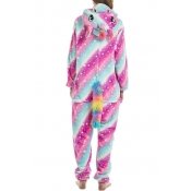 Pink and Blue Two-Tone Galaxy Horse Cosplay Unisex Onesie Costume Pajamas for Adult