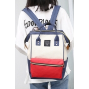 Students Fashion Color Block Waterproof Simple Backpack School Bag
