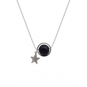 Stylish Star Embellished Crystal Silver Chain Necklace