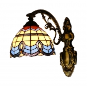 Dome Wall Light Baroque Tiffany Style Stained Glass Decorative Wall Sconce in Multicolor