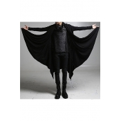 Fashionable Long Sleeve Open Front Plain Black Tunics Coat for Men