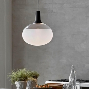 White/Fume/Amber Glass Hanging Pendant Light Nordic Style 1-Light Suspension Lamp for Restaurant Cafe