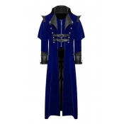 Retro Long Sleeve Stand Collar Colorblock Vampire Costume Zipper Long Stage Coat