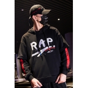 Hip Hop Street Style Letter RAP Print Double Layered Long Sleeve Casual Loose Hoodie