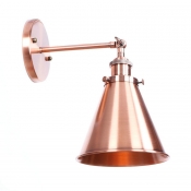 Copper Finish Cone Wall Light Retro Style Metal 1 Head Lighting Fixture for Living Room