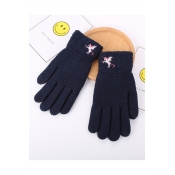 Unicorn Embroidered Warm Cozy Knit Cycling Gloves