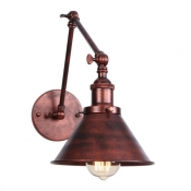 Single Light Swing Arm Wall Lamp Vintage Steel Decorative Wall Light Fixture in Rust