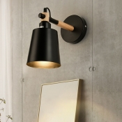 Steel Conical Sconce Lighting Loft Style Small 1 Head Wall Light Fixture in Black
