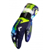 Colorblock Warm Up Unisex Outdoor Windproof Closing Ski Gloves