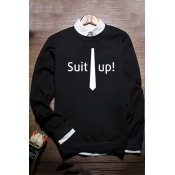 Round Neck Long Sleeve Letter SUIT UP Printed Loose Sweatshirt for Couple