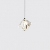 Crystal Diamond Hanging Light Fixtures Modern Simple Style Chrome Finish Single Pendant for Bar Restaurant