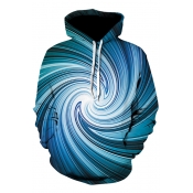 Blue Whirlpool Printed Long Sleeve Unisex Casual Hoodie